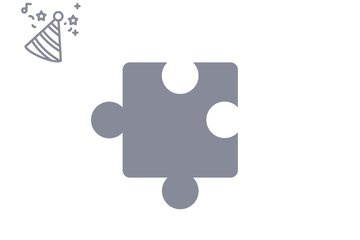 Dunkelgraues Puzzleteil mit Icon Partyhut