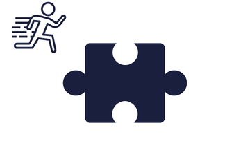 Dunkelblaues Puzzleteil mit Icon rennender Mensch